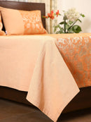 Orange Fiore Jacquard Double Bed Cover Set with Matching Pillow Covers