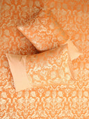 Orange Fiore Jacquard Double Bed Cover Set with Matching Pillow Covers