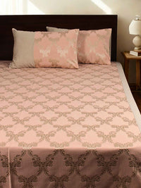 Peach Ogee Jacquard Bed Cover Set with 2 Pillow Covers