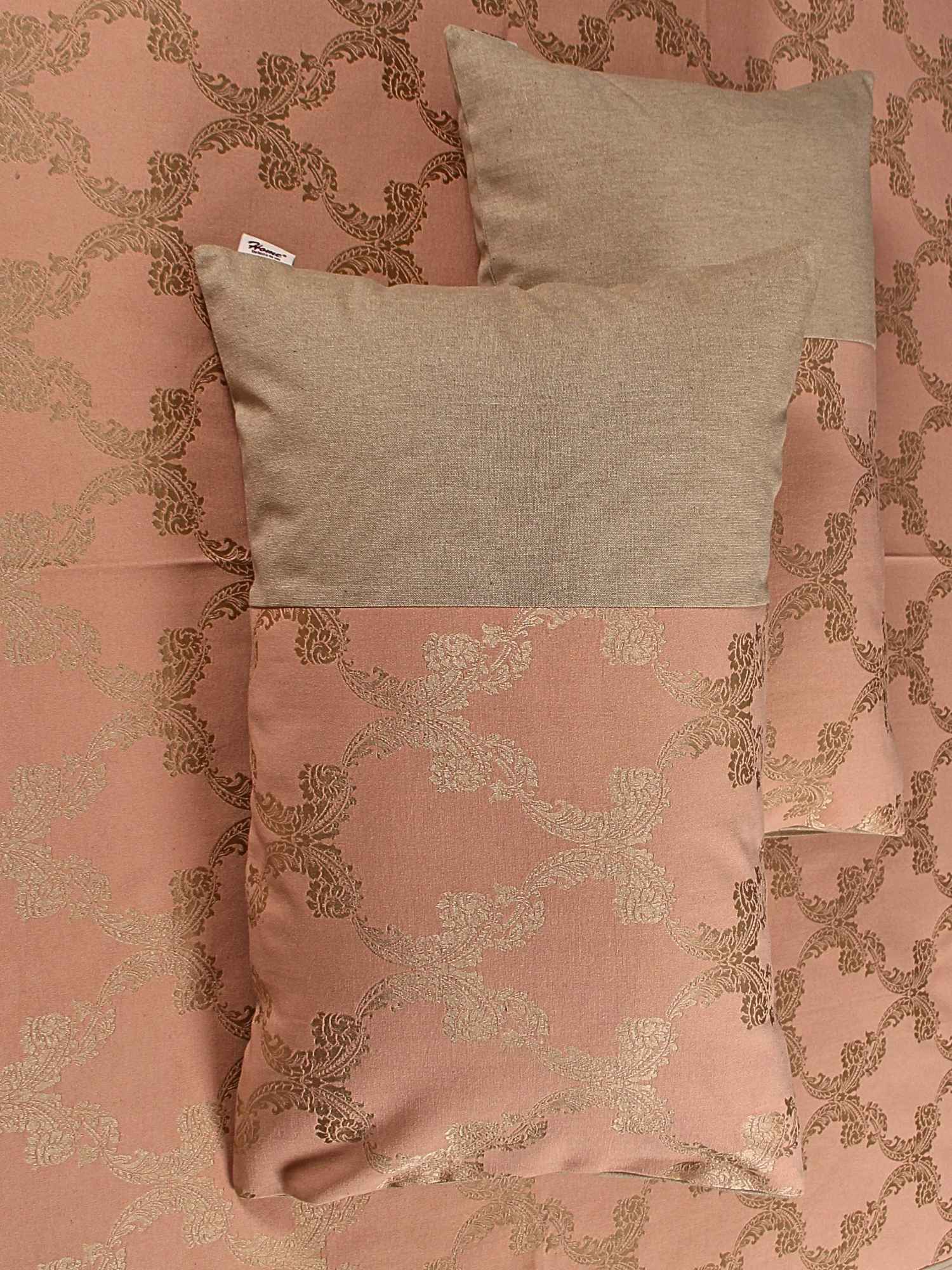 Peach Ogee Jacquard Bed Cover Set with 2 Pillow Covers