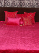 Fuchsia Pink Embroidered Quilt - Hexagonal Design
