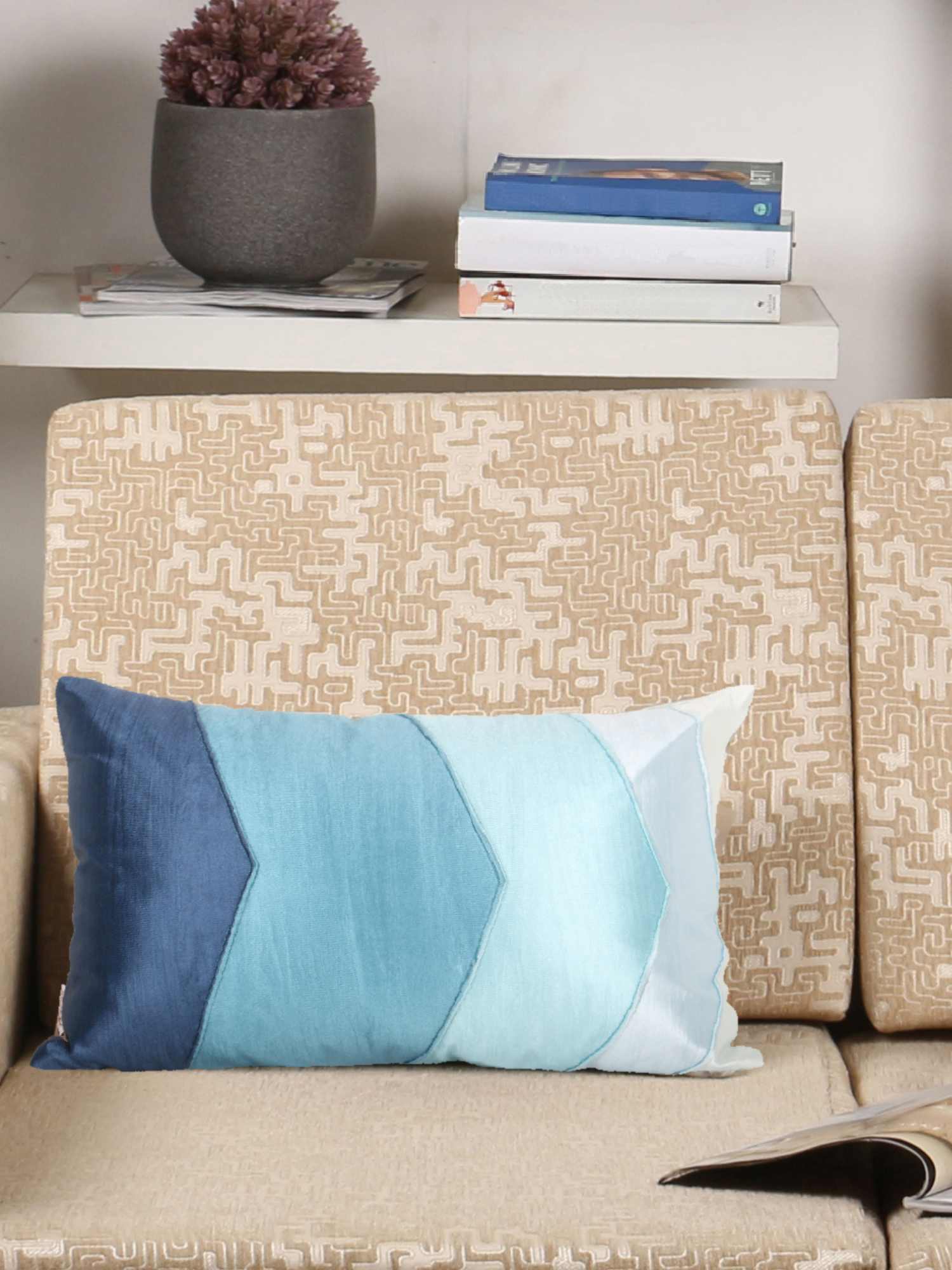 Printed Embroidered Multi Colors Cushion Cover Set of 1