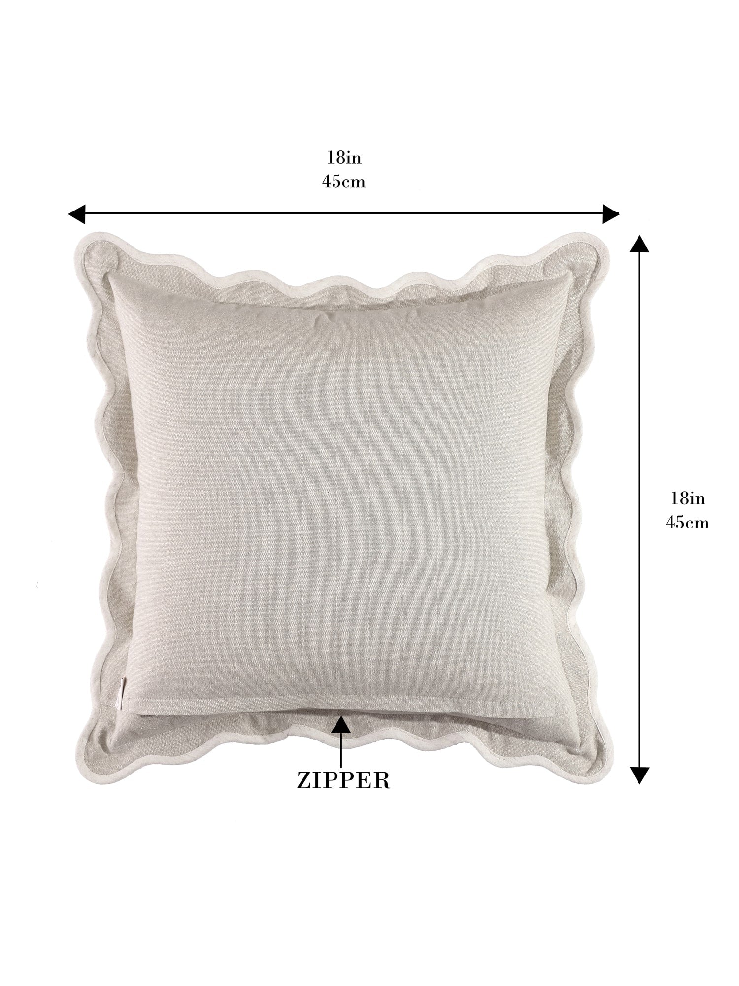 Self Flenge Cotton Cushion Covers Grey Set of 2