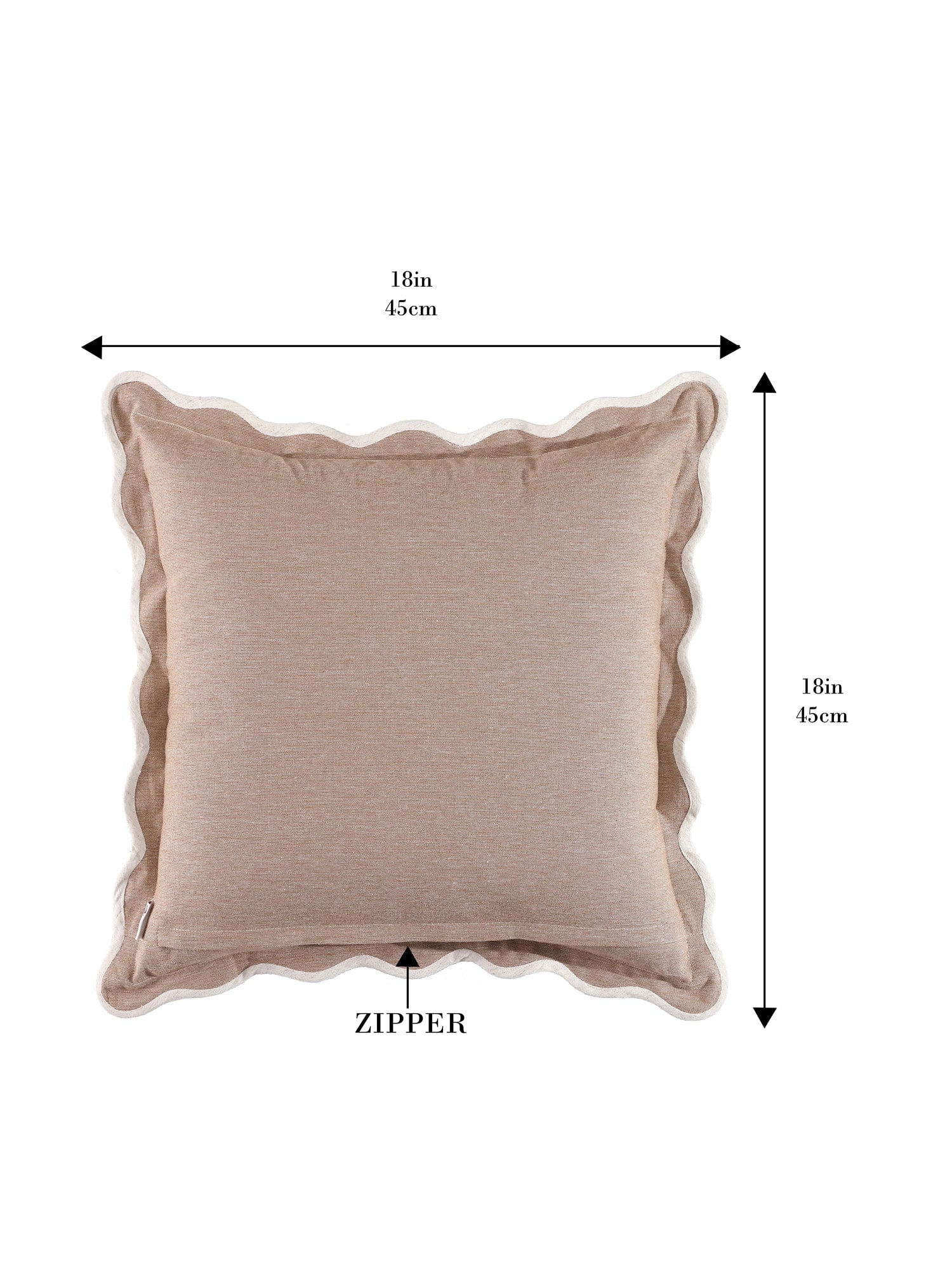 Self Flenge Cotton Cushion Covers Brown Set of 2