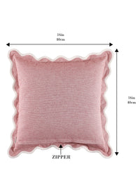 Self Flenge Cotton Cushion Covers Red Set of 2