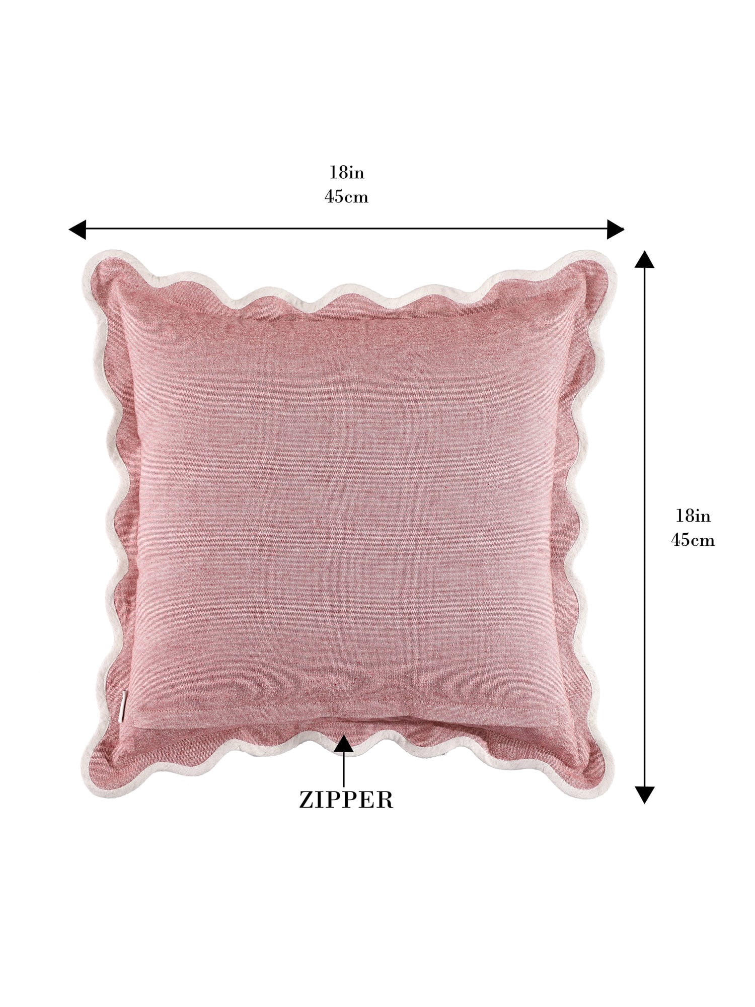 Self Flenge Cotton Cushion Covers Red Set of 2