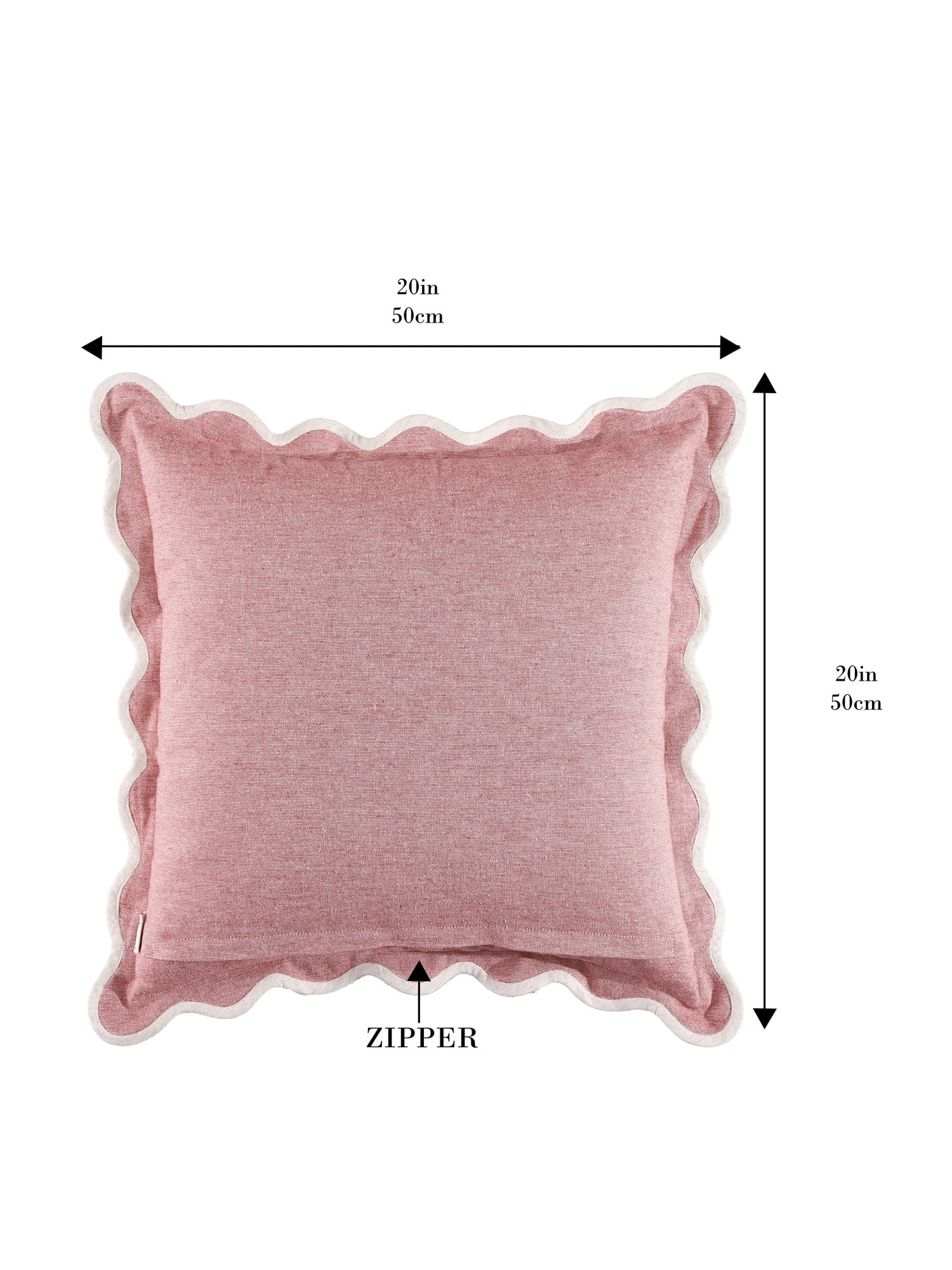 Self Flenge Cotton Cushion Covers Red Set of 2