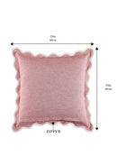 Self Flenge Cotton Cushion Covers Red Set of 2