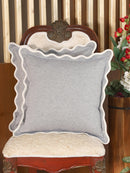 Self Flenge Cotton Cushion Covers Blue Set of 2