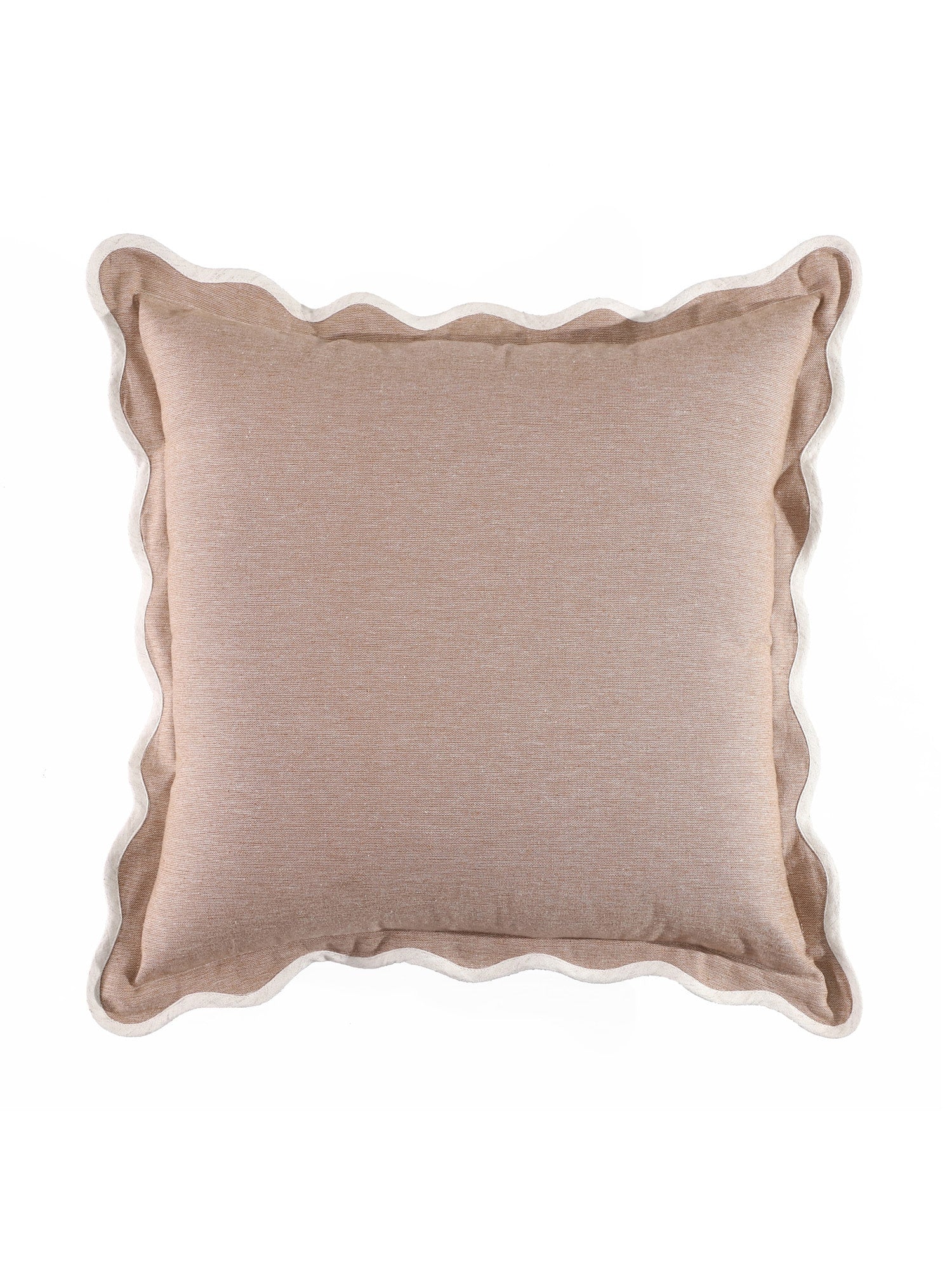 Self Flenge Cotton Cushion Covers Brown Set of 2