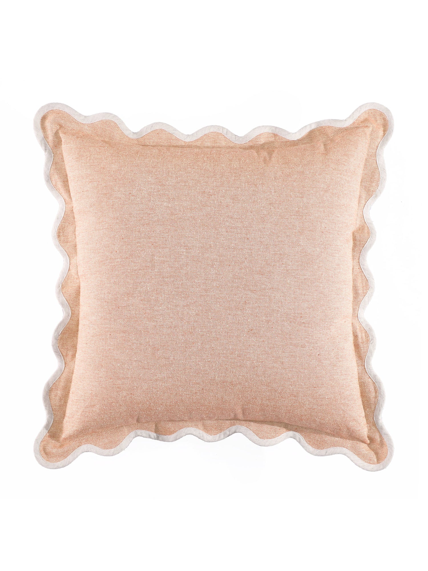 Self Flenge Cotton Cushion Covers Orange Set of 2