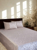 Silver Self Design Damask Bedcover With 2 Pillow Covers