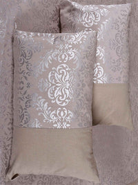 Silver Self Design Damask Bedcover With 2 Pillow Covers