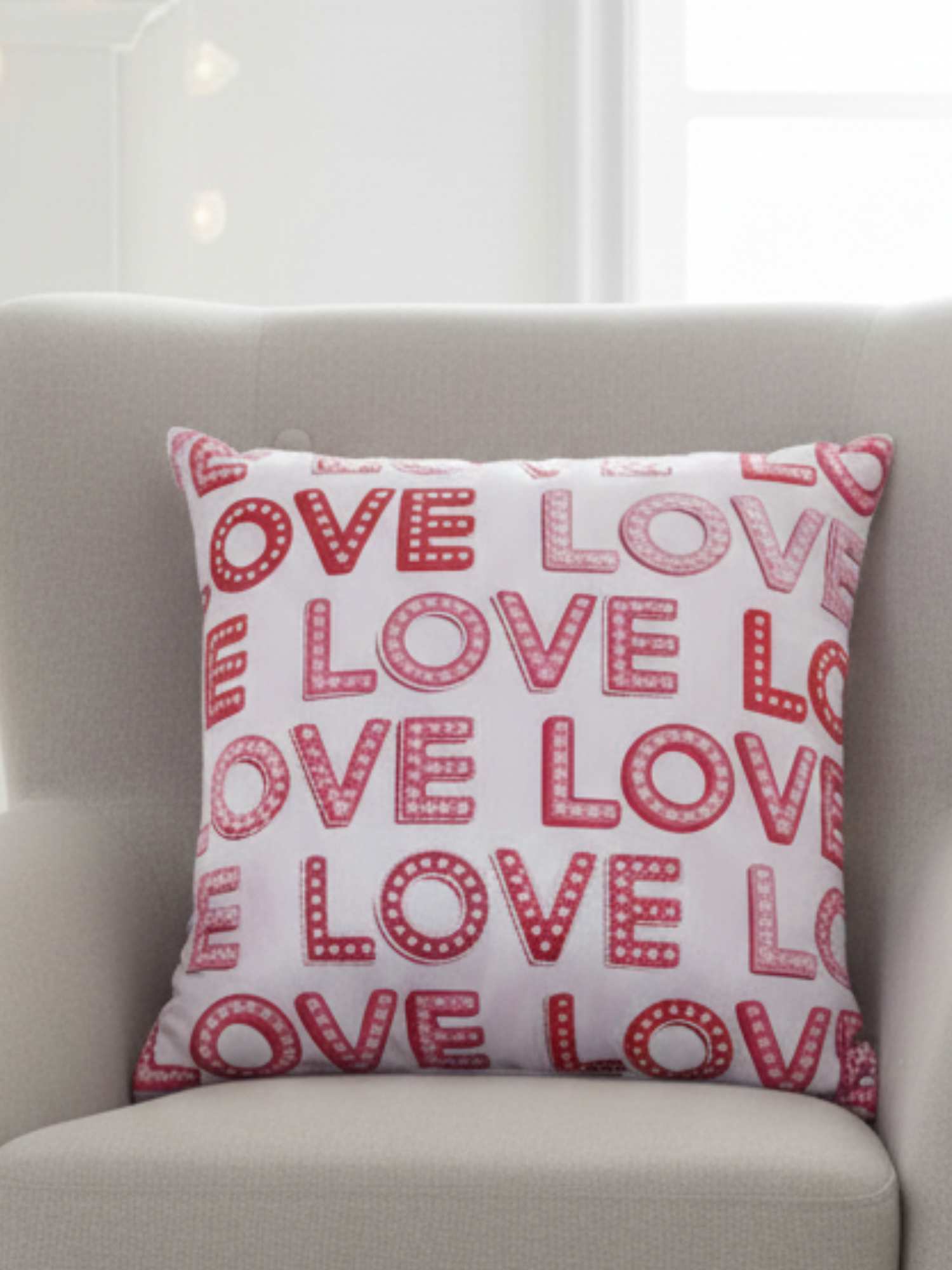 All-Over Love Pattern Cushion Cover - 18x18 Inch