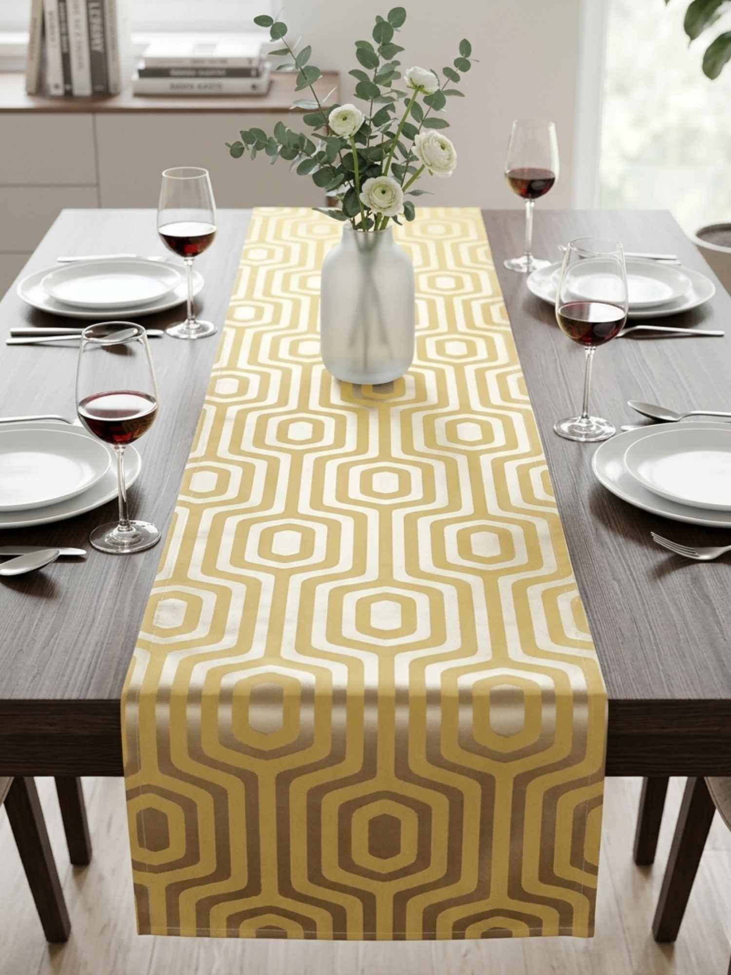 HexaChic Woven Wonder Cotton Table Runner for Dining Décor